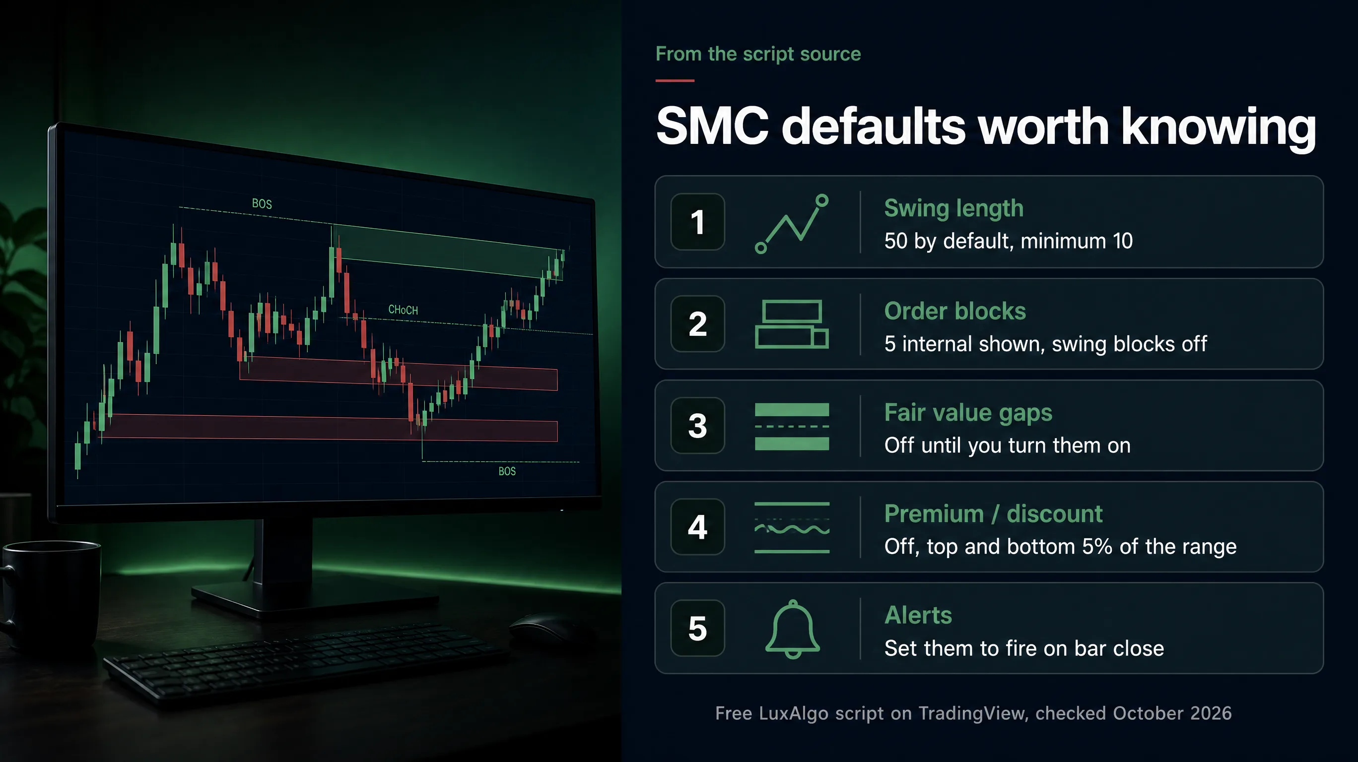 LuxAlgo SMC default settings worth knowing