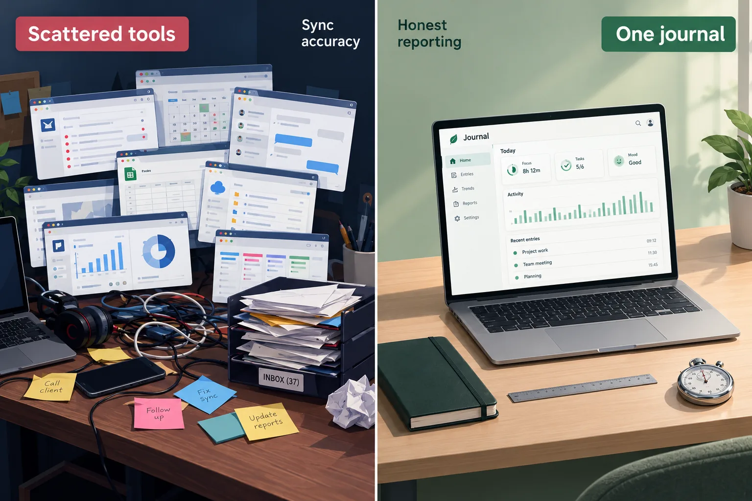 Scattered tools versus one trading journal