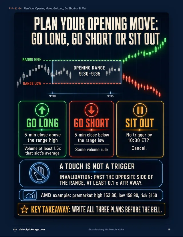 Day Trader Pack page 15: plan your opening move, go long, go short or sit out