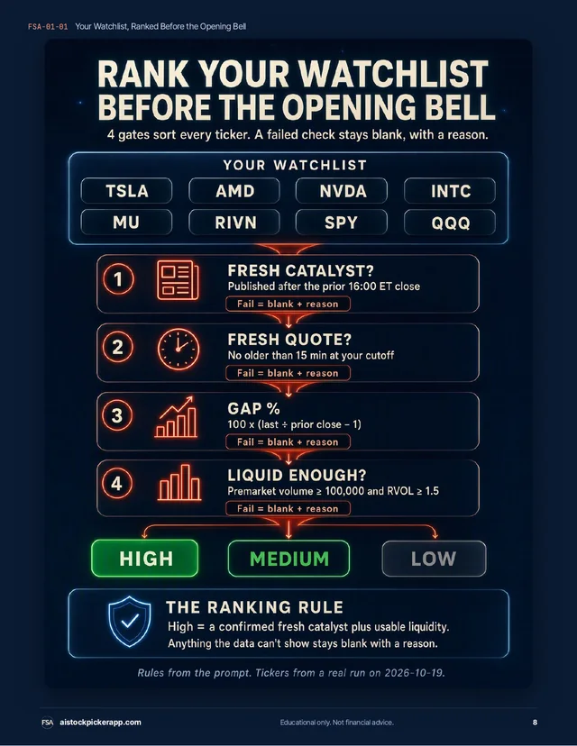 Day Trader Pack page 8: rank your watchlist before the opening bell