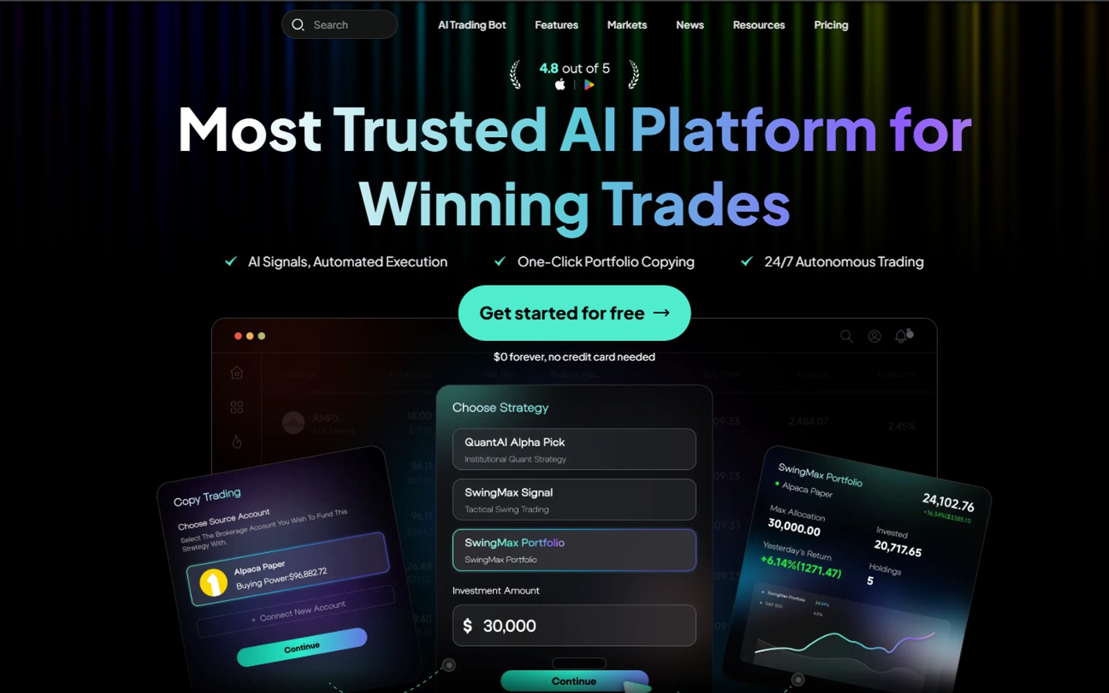 Screenshot of the Intellectia AI homepage