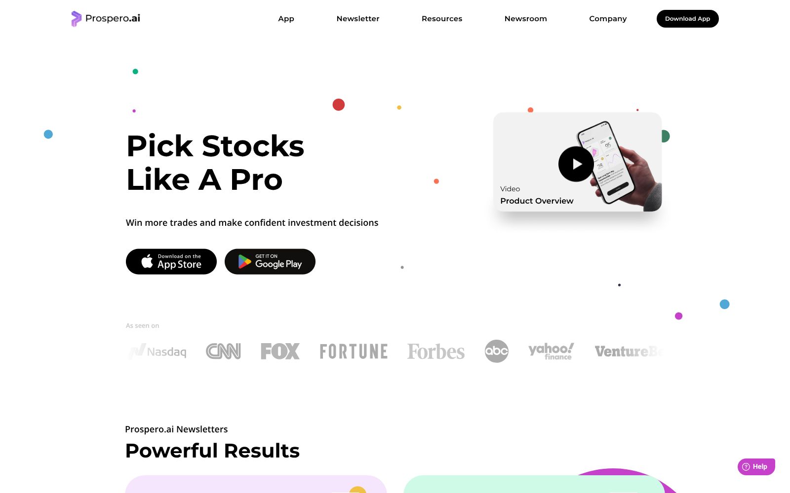 Screenshot of the Prospero AI homepage