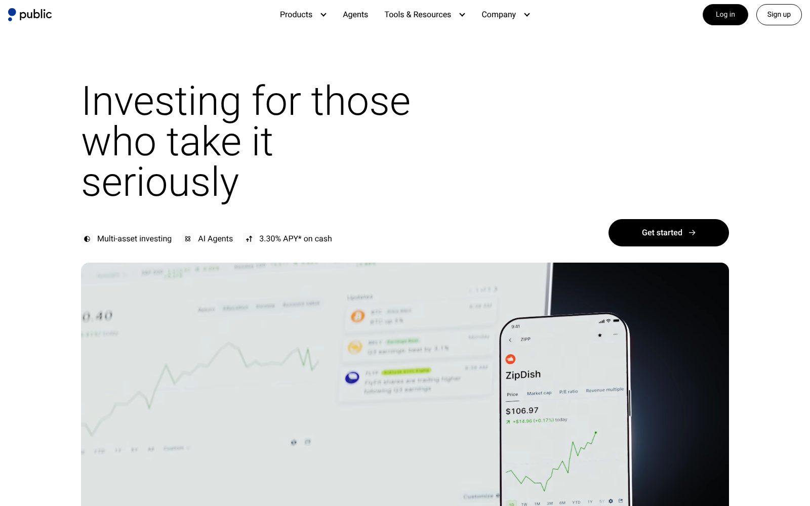 Screenshot of the Public.com homepage