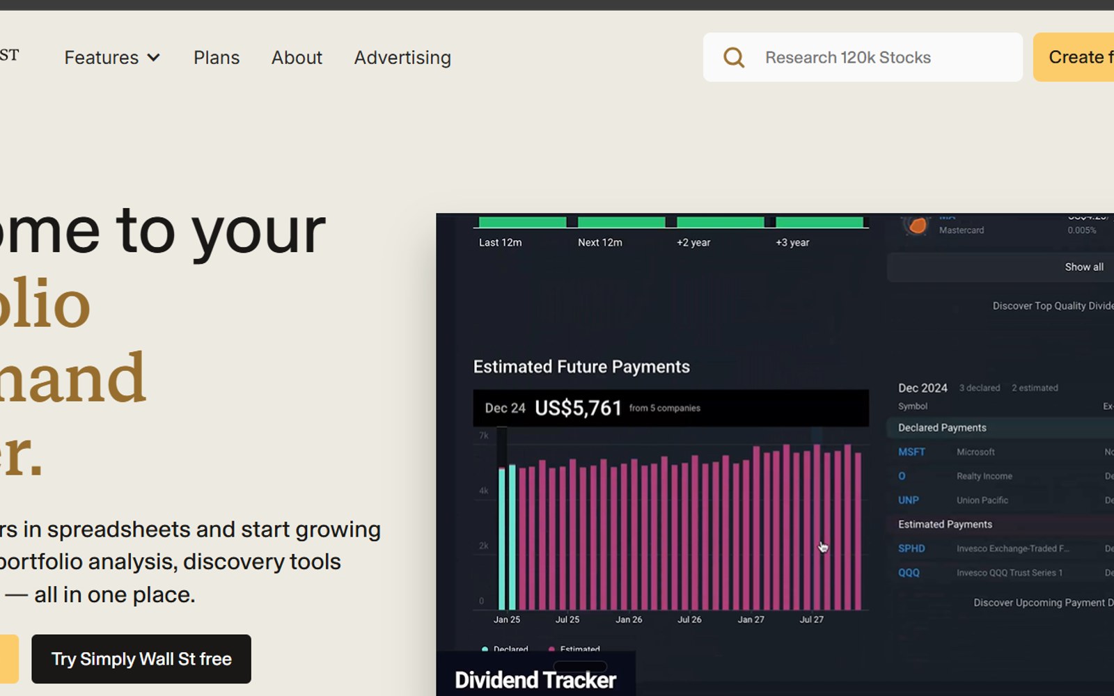 Screenshot of the Simply Wall St homepage