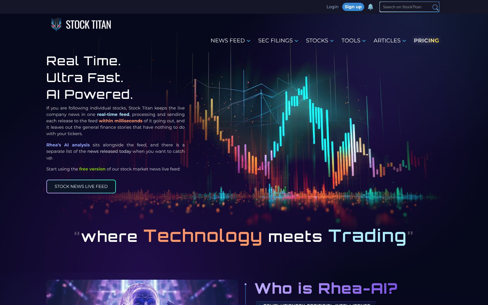Screenshot of the StockTitan homepage