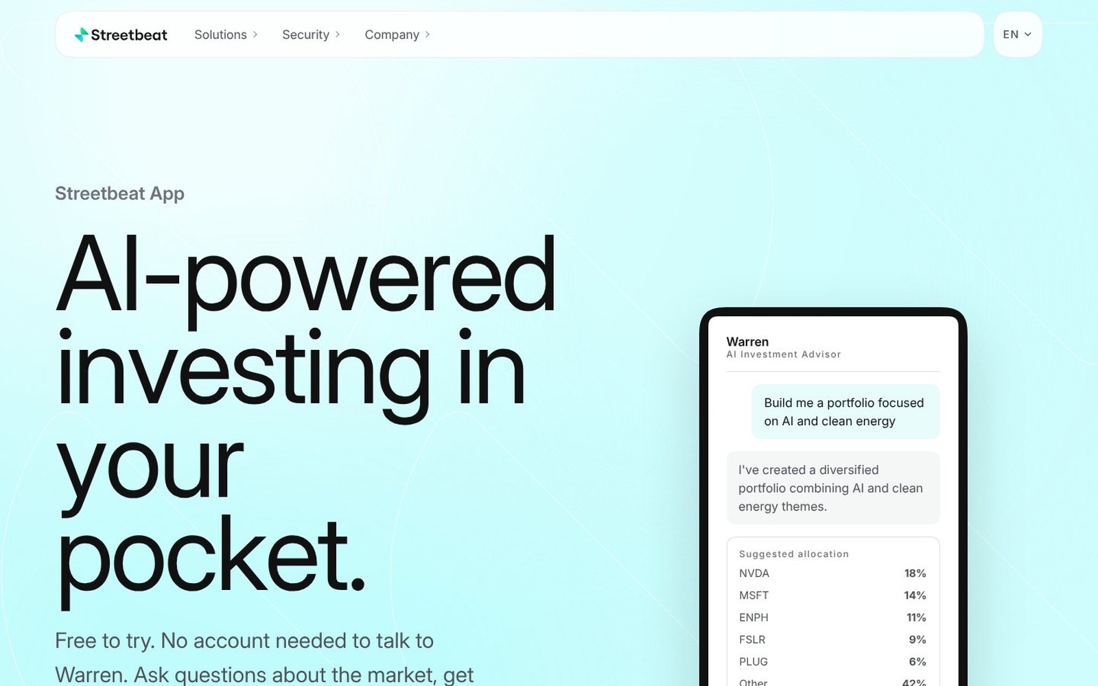 Screenshot of the Streetbeat homepage
